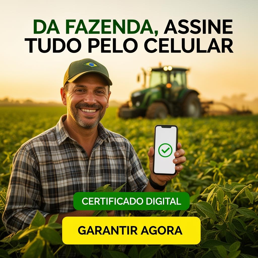 Produtor rural assinando pelo celular